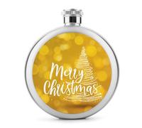 Merry Christmas Tree on Lemon Yellow Fiaschetta in acciaio inox per liquori, tascabile, rotonda, portatile, per bevande, 141,7 g