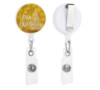Merry Christmas Tree on Lemon Yellow porta badge retrattile bobina clip porta carta d'identità per dottori, infermieri, studenti, impiegati