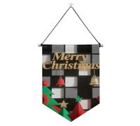 Merry Christmas Tree Plaid Banner colorati da appendere con asta telescopica banner display arredamento esterno patio per porte, pareti, finestre, giardini, cortile suministros para fiesta de a?o