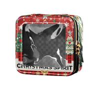 Merry Christmas Tree Red Plaid Trasparente Piccola Borsa Trucco Borsa Trucco Organizzatore per le Donne