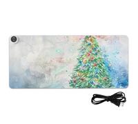 Merry Christmas Tree - Tappetino per mouse riscaldato, in pelle, 80 x 33 cm, per scrivania, per casa, ufficio, scrivania, scrittura, studio