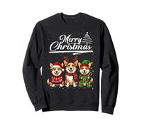 Merry Christmas Trio Corgi Reindeer Elf Santa Xmas Squad Felpa