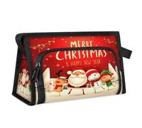 Merry Christmas - Trousse da viaggio per donne, uomini, bambini, ragazze, ragazzi, carino, natalizio, multiuso, per articoli da toeletta e articoli da toeletta, Colore, L, Organizer per borse