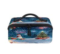Merry Christmas - Trousse da viaggio per trucchi, portatile, impermeabile, aperta, piatta, per articoli da toeletta e cosmetici, organizer da viaggio per donne e uomini
