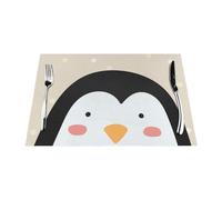 Merry Christmas Un simpatico pinguino in sciarpa a righe Tovagliette per tavolo da pranzo per cucina interna ristoranti feste 45 x 30 cm, 1 pezzo