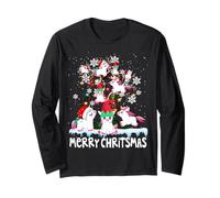 Merry Christmas Unicorno Babbo Natale Elfo Renna Unicorni sull'albero Maglia a Manica