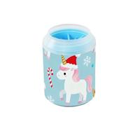 Merry Christmas unicorns Blue Portable Paw Cleaner con spazzola in silicone morbido animali domestici kit di pulizia per gatti cani