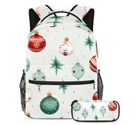 Merry Christmas Unleash Creativity, zaino con astuccio per ragazzi e ragazze, set di 2 zaini per bambini, Multicolore#01, B:29.4x20x40cm P:19x7.5x3.8cm, Zaini Daypack