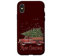 Merry Christmas Vintage Pompiere Camion Albero Custodia per iPhone X/XS