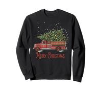 Merry Christmas Vintage Pompiere Camion Albero Felpa