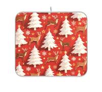 Merry Christmas White Christmas Trees tappetino da cucina piano di lavoro decorazione scolapiatti tappetini per bancone della cucina tappetino asciugatura resistente al calore 16 x 18