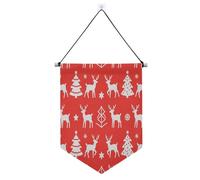 Merry Christmas White Snowflakes Alce appeso alla parete banner con asta telescopica banner per feste appese decorazioni per feste per interni, feste all'aperto suministros para fiesta de a?o nuevo