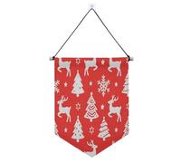 Merry Christmas White Snowflakes Alce banner gancio per parete con asta telescopica banner decorazioni da cortile all'aperto per ufficio, scuola, aula, dormitorio, banderine per la casa para fiestas