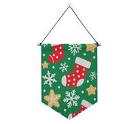 Merry Christmas White Snowflakes and Stars banner per appendere con asta telescopica gagliardetti banner bandiere festa banner e decorazioni per Festival & giorno speciale banderine para fiestas