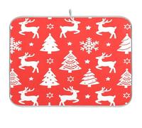 Merry Christmas White Snowflakes Elk piatto mat cucina bancone asciutto opaco per piatti asciugatrice panno grande microfibra piatto asciugatura mat 18 x 24