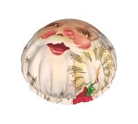 Merry Christmas Wishes - Cuffia da doccia impermeabile a doppio strato riutilizzabile con cordino elastico per la pulizia della casa e la cura del viso