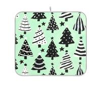 Merry Christmas with Mint and Green Trees - Tappetino da cucina resistente al calore, opaco, 16 x 18 cm