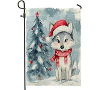 Merry Christmas Wolf Bandiera Da Cortile Divertenti Bandiera Da Giardino Moda Bandiere Per Camera Da Letto Parete Decorazione 30X45Cm