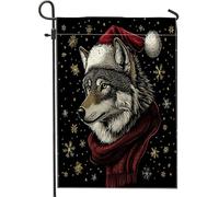 Merry Christmas Wolf Bandiera Di Benvenuto Decorative Bandiera Da Cortile Stagionale Bandiere Per Il Portico Decorazione Casa 30X45Cm
