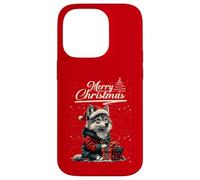 Merry Christmas Wolf Santa Hat Animal Cute Xmas Holiday Custodia per iPhone 14 Pro