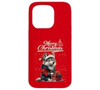 Merry Christmas Wolf Santa Hat Animal Cute Xmas Holiday Custodia per iPhone 15 Pro