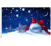 Merry Christmas Xmas Happy New Year Ball Stars Snowflake In Snow Bandiera Da Esterno 90X150Cm Moda Banner Stagionali Bandiera Esterna Per Prato Parete Feste