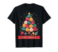 Merry Christmas Yarn Ball Tree Crochet Knitting Lovers Maglietta