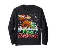 Merry Christmoose Luci di Natale Divertenti Babbo Natale Alce Amante Maglia a Manica