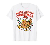 Merry Clucking Christmas Chicken, Divertente Gioco di Parole di Pollo Maglietta