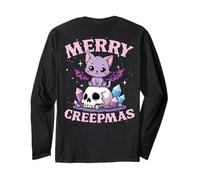 Merry Creepmas Cat Teschio di Natale Gotico Pastello Maglia a Manica