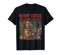 Merry Crisis e Un Felice Nuovo Paura Horror Natale Maglietta