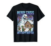Merry Crisis e Un Felice Nuovo Paura Horror Natale Maglietta
