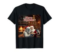 Merry Cryptmas Yeti e Santa Holiday Fun Maglietta