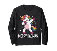 Merry Dabmas Christmas Unicorno Rainbow Xmas Maglia a Manica