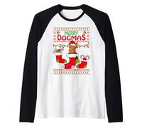 Merry Dogmas Doberman Dog Funny Ugly Christmas Xmas Maglia con Maniche Raglan