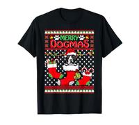 Merry Dogmas Pit Bull Dog Funny Ugly Christmas Xmas Maglietta