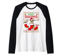 Merry Dogmas Pug Dog Funny Ugly Christmas Xmas Maglia con Maniche Raglan