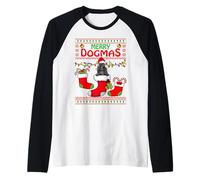 Merry Dogmas Scottish Terrier Cane Divertente Brutto Natale Maglia con Maniche Raglan