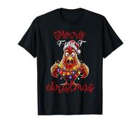 Merry f-caw-f Christmas Funny Cow Chicken Maglietta