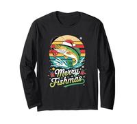 Merry Fishmas - Divertente Babbo Natale da Pesca alla Trota Maglia a Manica