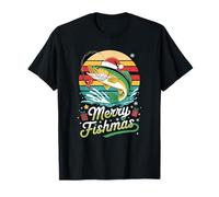 Merry Fishmas - Divertente Babbo Natale da Pesca alla Trota Maglietta