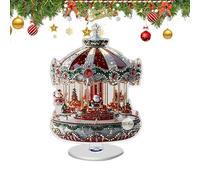 Merry-Go-Round Christmas Ornament - 2D Acrylic Christmas Carousell Decor, Rotating Base Holiday Decoration | Holiday Carousell Window, Party, Festival, Store Display, Gift, Ornament for Celebration