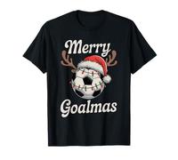 Merry Goalmas Christmas Funny Santa Soccer Ball Renna Maglietta
