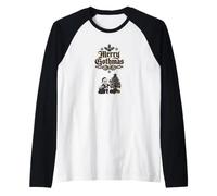 Merry Gothmas Skeleton Babbo Natale Morto Albero Gotico Natale Maglia con Maniche Raglan