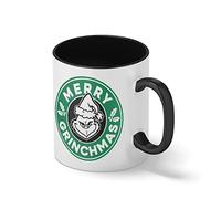 Merry Grinchmas Grinch inspired horror christmas coffee Bianco tazza di caffè con Nero Rim & Handle Mug