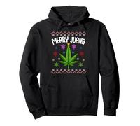 Merry Juana Ugly Christmas 420 - Foglia di cannabis marijuana Felpa con Cappuccio