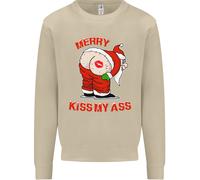 Merry Kiss My Ass Divertente Natale Uomo Felpa Maglione