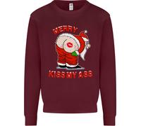 Merry Kiss My Ass Divertente Natale Uomo Felpa Maglione