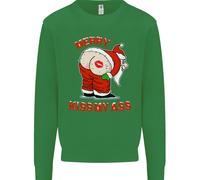 Merry Kiss My Ass Divertente Natale Uomo Felpa Maglione