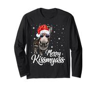 Merry KissMyAss Donkey Sarcastic Xmas Funny Pajama Christmas Maglia a Manica